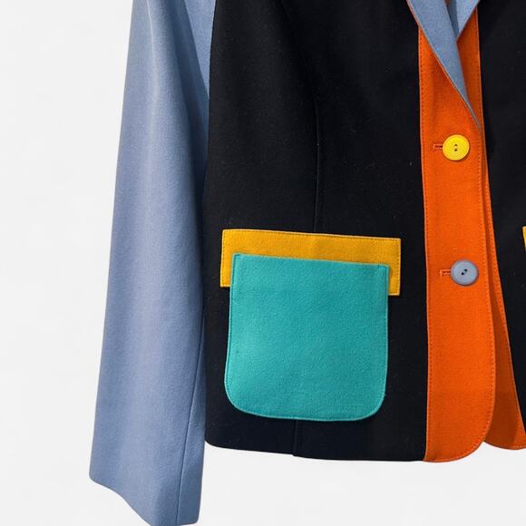 Vintage Harve Benard Color-Block Wool Blazer | Maximalist Statement Jacket - Picture 7 of 9